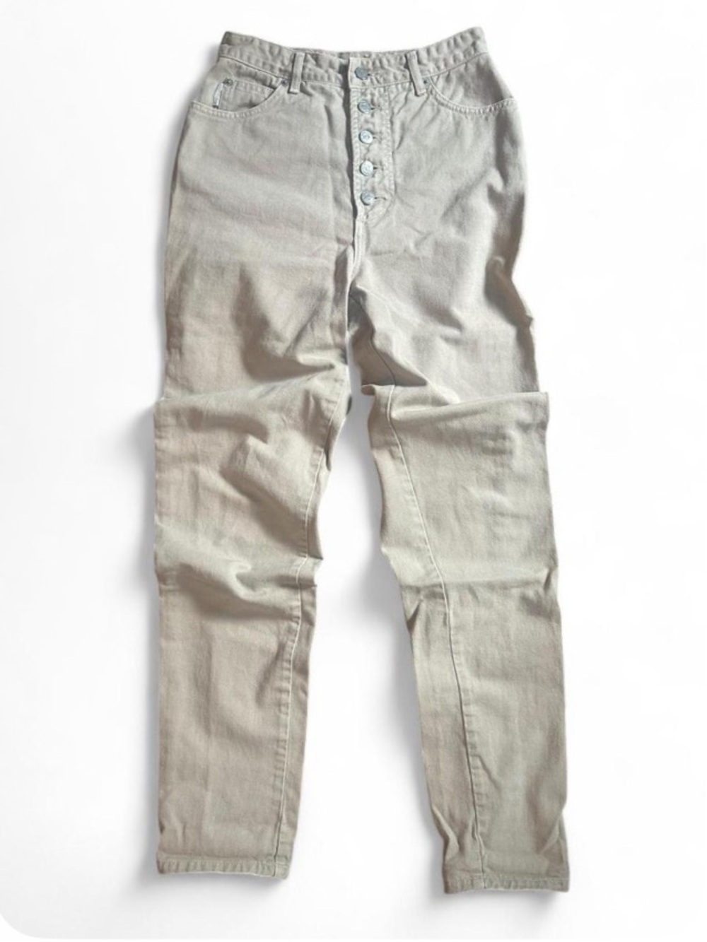 Vintage 90s BONGO High Waisted Tapered Mom Jeans Khaki Tan Button Fly Earthtone